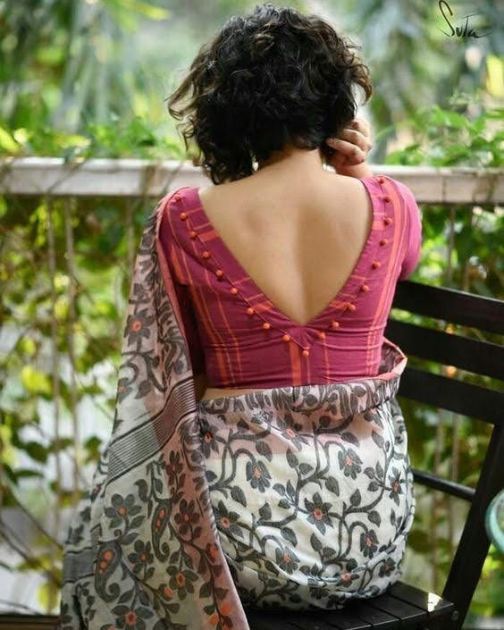 V-Neck Brocade Blouse